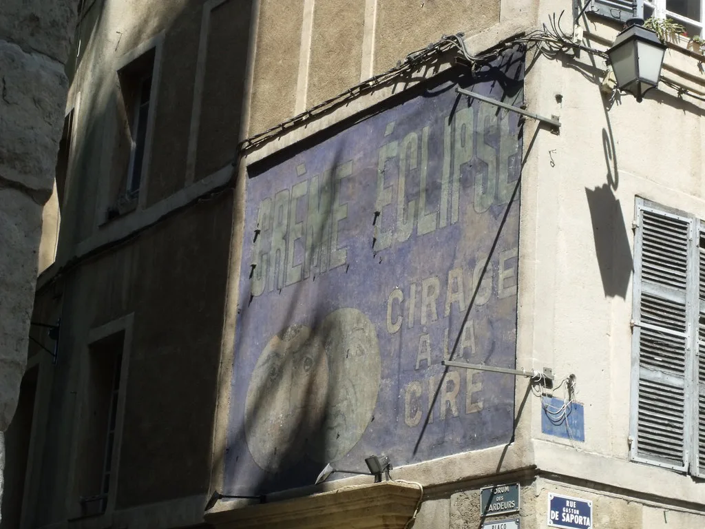 Place de l'Hotel de Ville, Aix-en-Provence - old wall advert - Creme Eclipse