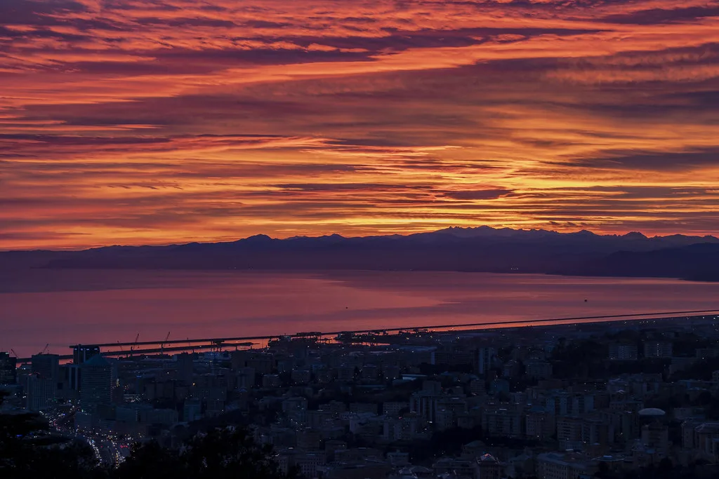 Genova Sunset: view from the Righi Panorama, Genoa