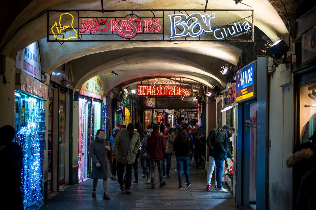 Shopping gallery in the historical centre of Genova, Italy, Genoa