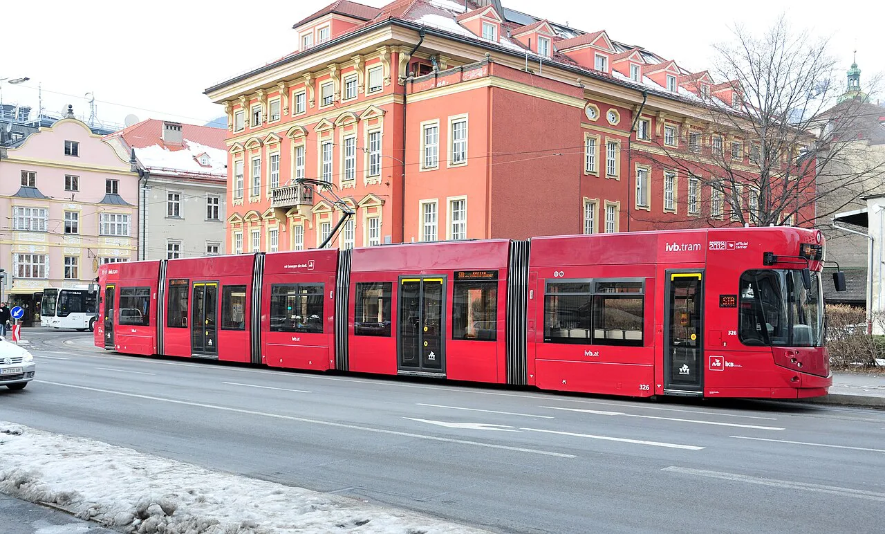 Innsbruck tram on Salurner Strasse in