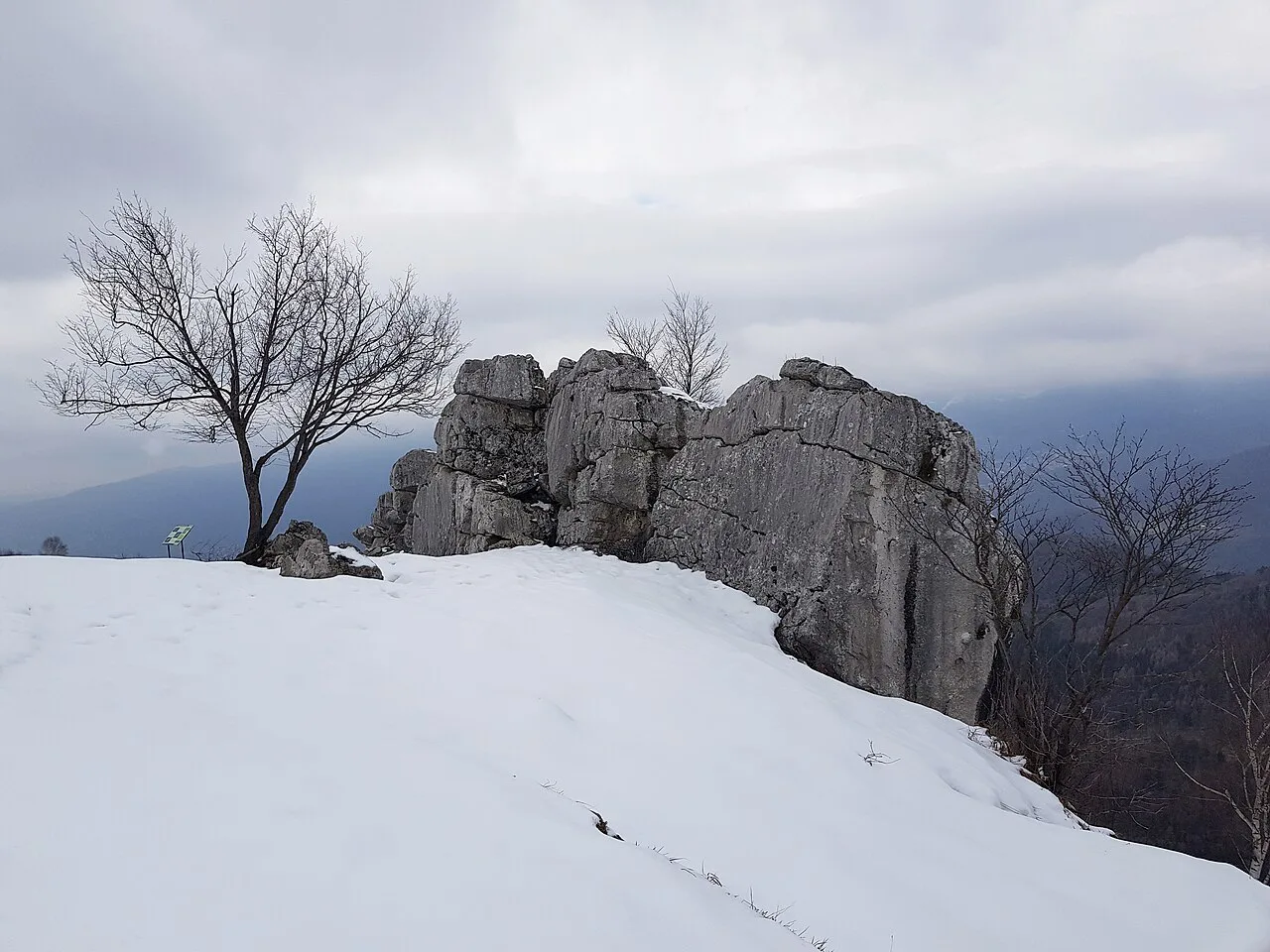 Winter view of Sasso Malascarpa 1187masl - Canzo, Lombardy, Italy
