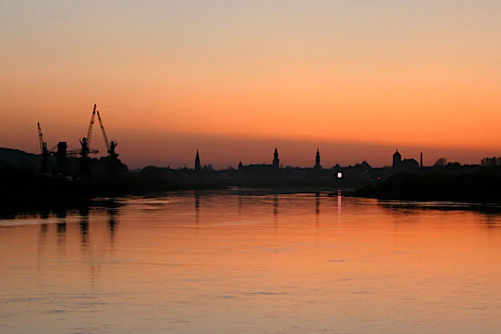 Sun setting on Kaunas old town