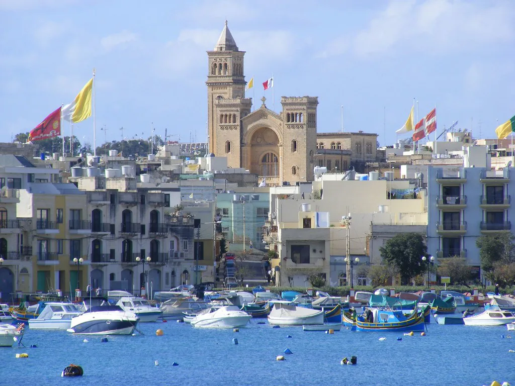 Flags in Birzebuggia, Malta February