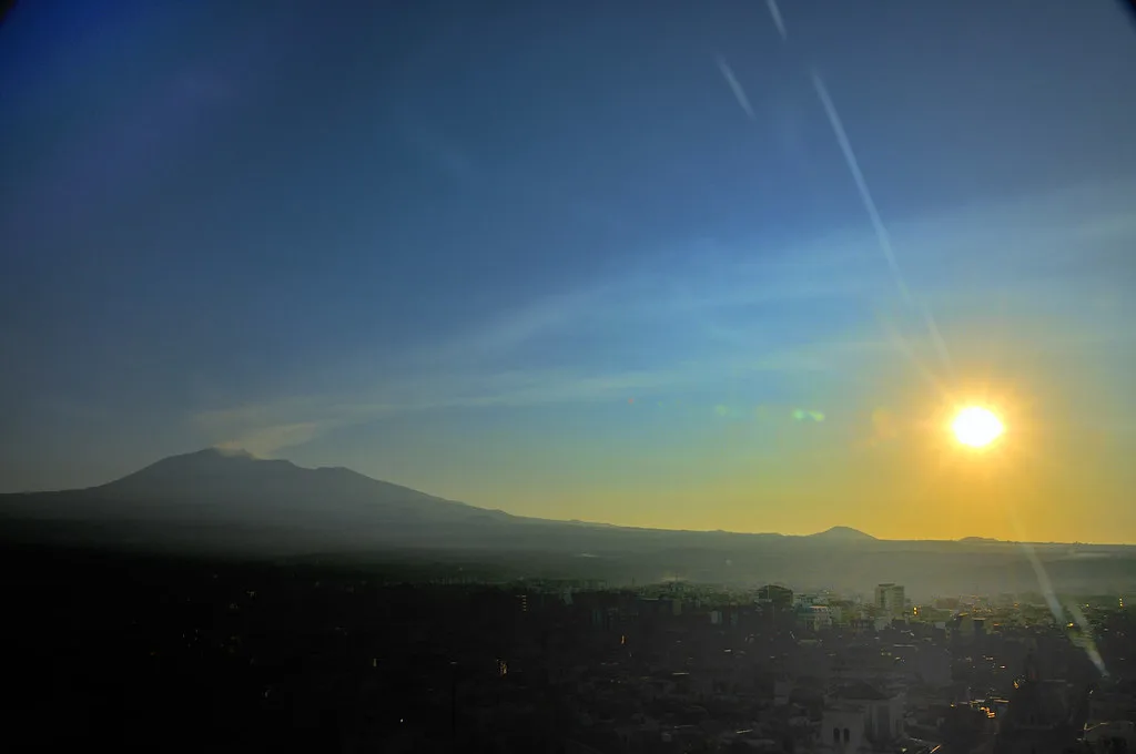 Mount Etna Volcano Dawn at Paternò Sicilia Italy - Creative Commons by gnuckx, Sicily
