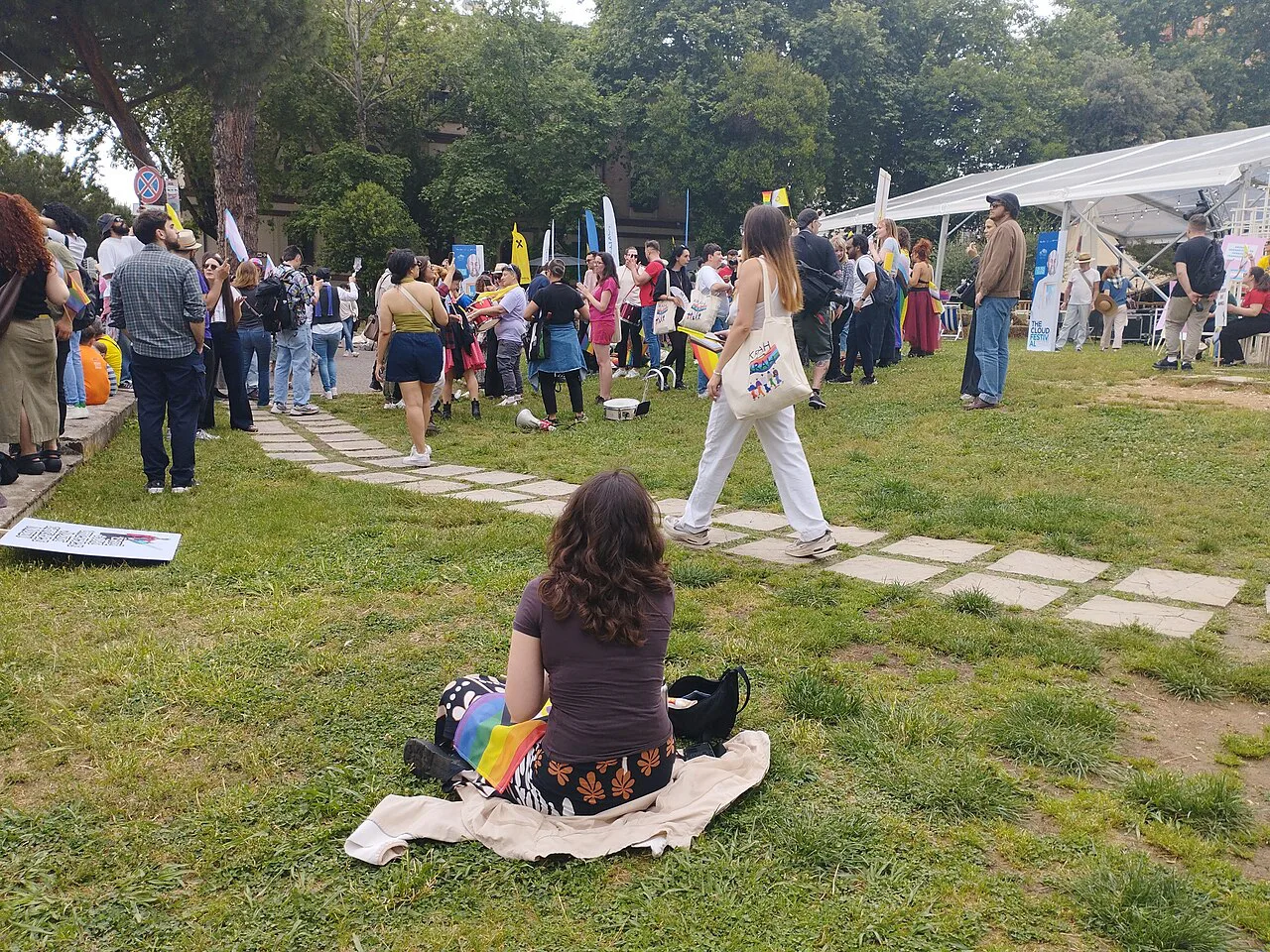 People after Pride march in Tirana